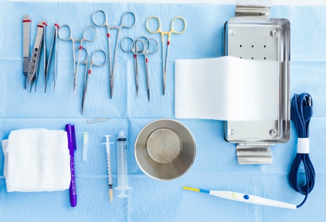 Close up of many kind of medical equipment manage for surgeon to start operations in operating room.