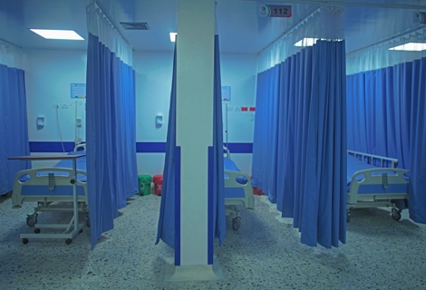 beds in hospital or clinic used for covid-19