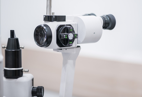 ophthalmologic microscope. modern medical equipment in eye hospital. medicine concept